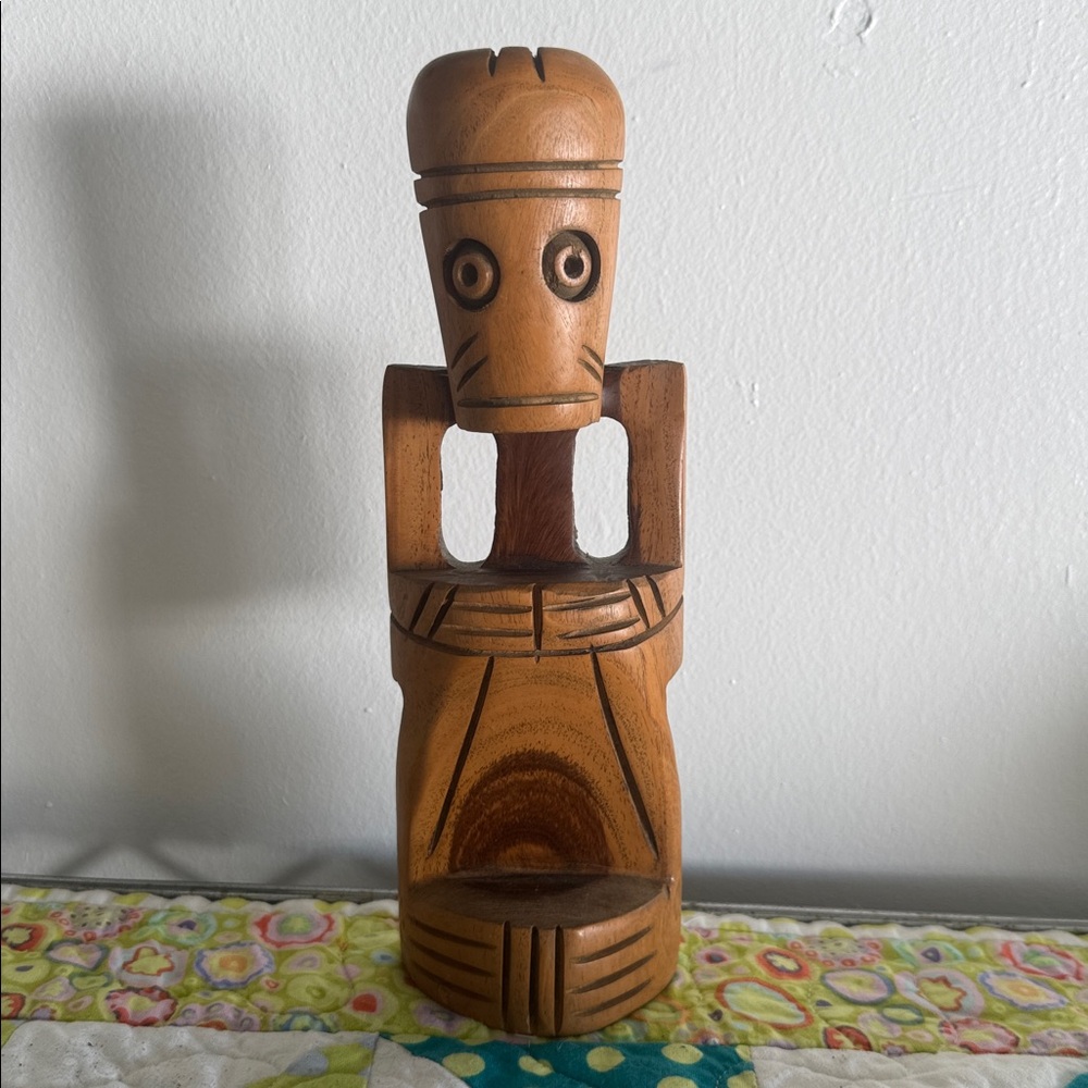 VINTAGE Handcrafted Taino Wood Carving Sculpture, Tribal Decor